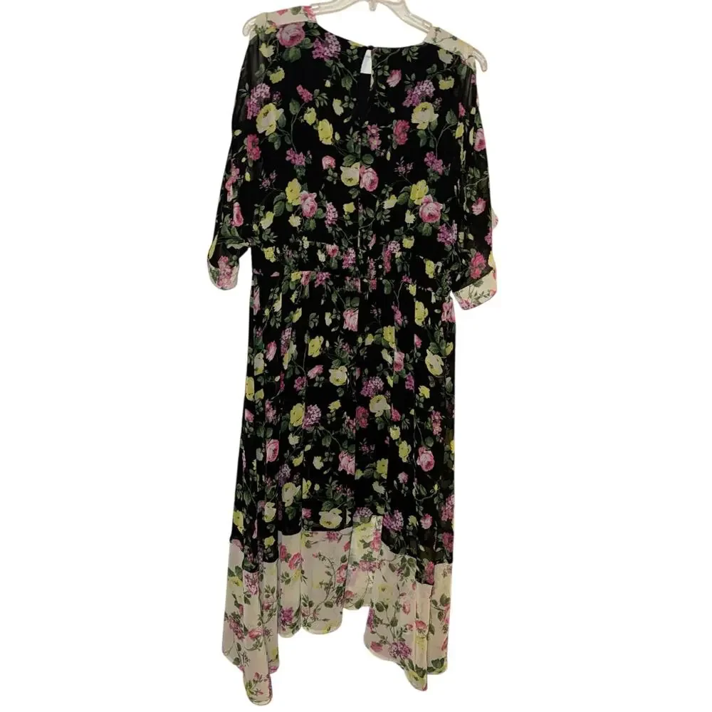Lane Bryant Floral Semi-Sheer Open-Sleeve Patchwork Dress Size 20 New w/o Tag